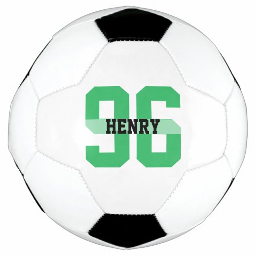Custom Name and Number Cool Modern Green Soccer Ball
