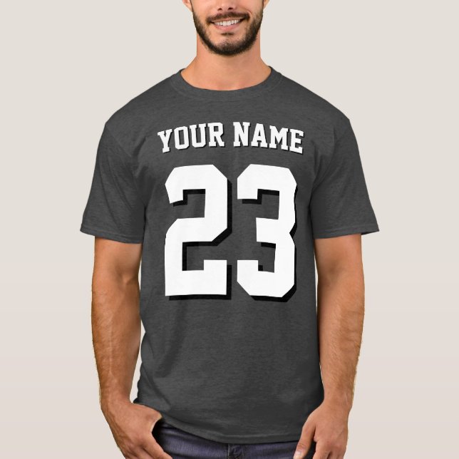 Custom Name and Number Jersey Sports T-Shirt (Front)
