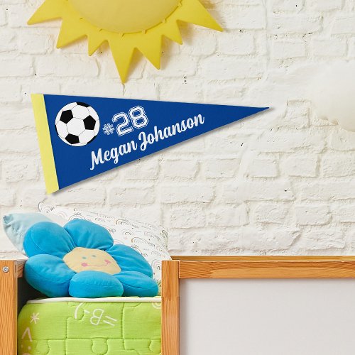 Custom Name and Number Soccer Sports Pennant Flag