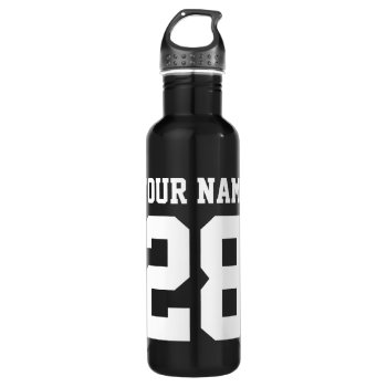 Custom Name And Number Sports Water Bottle by laxshop at Zazzle