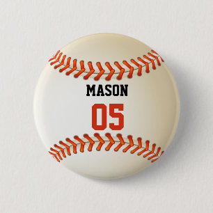 Custom Name and Number Template Baseball Sports Pinback Button