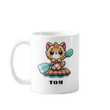 Custom name and personalized rowing cute cat
