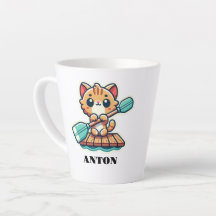 Custom name and personalized rowing cute cat