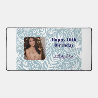 Custom Name and Photo 16th Birthday Green Desk Mat