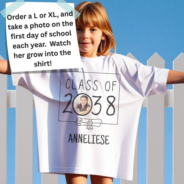 Custom Name and Photo Class of 2038 keepsake  T-Shirt (Creator Uploaded)