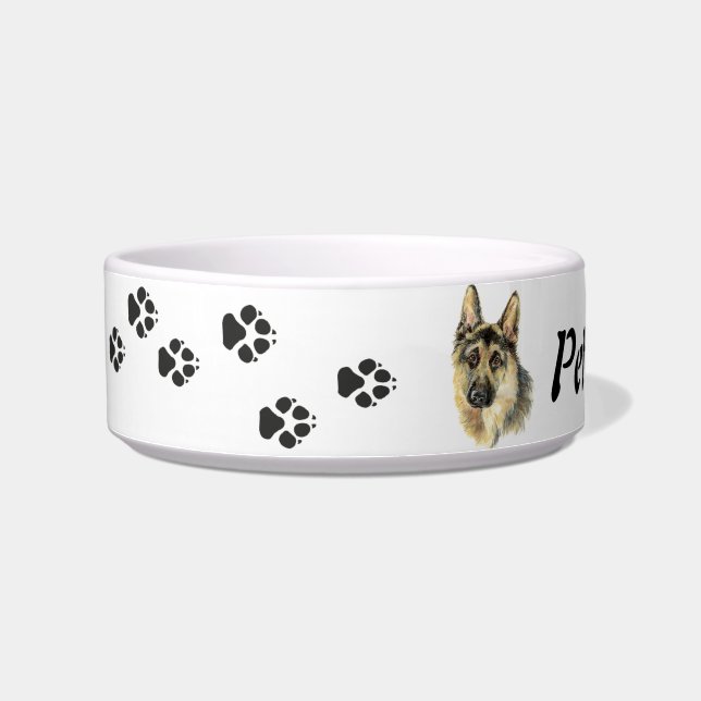Custom Name and Photo German Shepherd, Pet, Dog Bowl (Left)