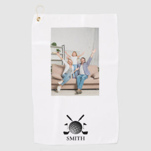 Custom Name and Photo Golf Clubs Golf Towel