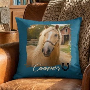 Custom Name and Photo Horse Pillow for Horse Lover