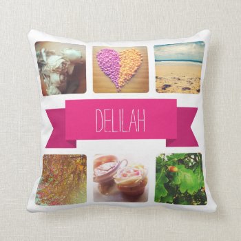 Custom Name And Photo Instagram Throw Pillow by ECRyan at Zazzle