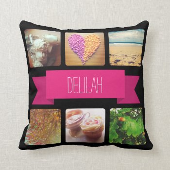 Custom Name And Photo Instagram Throw Pillow by ECRyan at Zazzle