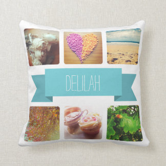 Custom Name and Photo Instagram Throw Pillow