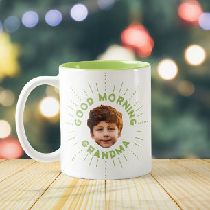 Custom Name and Photo – Retro Style, Full of Smile Two-Tone Coffee Mug