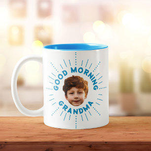 Custom Name and Photo – Retro Style, Full of Smile Two-Tone Coffee Mug