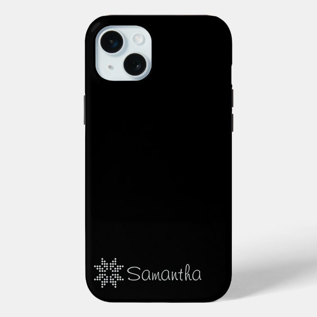 Custom Name and Poinsettia Art, Black Case-Mate iPhone Case (Back)