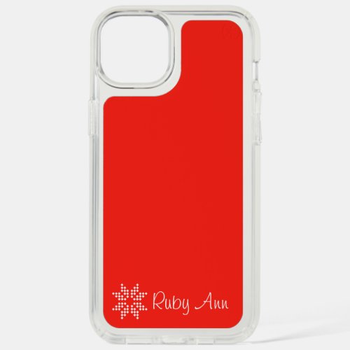 Custom Name and Poinsettia Art Ruby iPhone 15 Plus Case