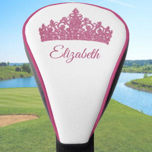 Custom Name and Pretty Pink Crown Golf Head Cover