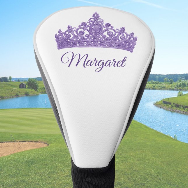 Custom Name and Pretty Purple Crown  Golf Head Cover (Creator Uploaded)