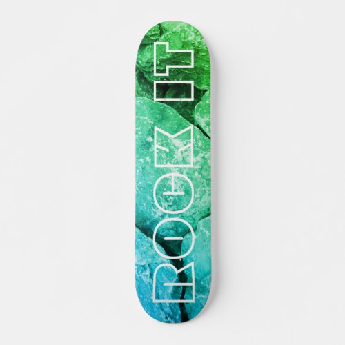 Custom name and rock photo skateboard deck