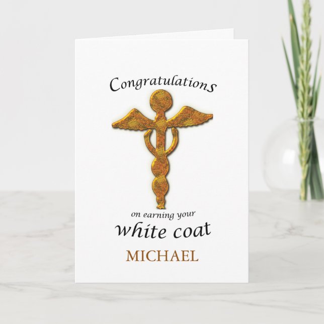 Custom Name and School White Coat Ceremony Medical Card (Front)
