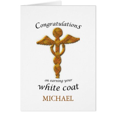Custom Name and School White Coat Ceremony Medical Card | Zazzle.com
