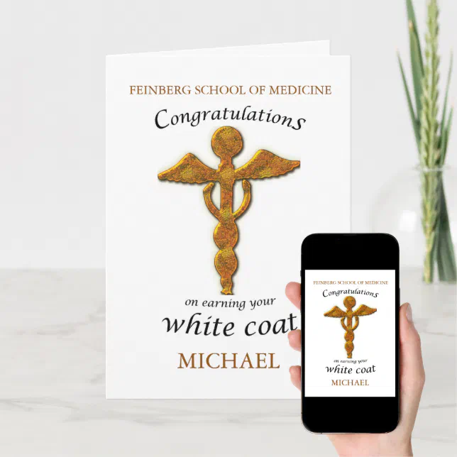 Custom Name and School White Coat Ceremony Medical Card Zazzle