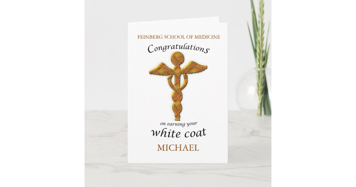 Custom Name and School White Coat Ceremony Medical Card Zazzle