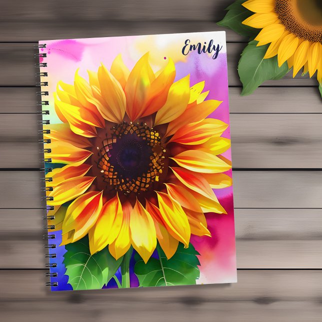Custom Name and Sunflower Notebook (Nature's Colors, Your Notebook Wonders! 🌻📒)