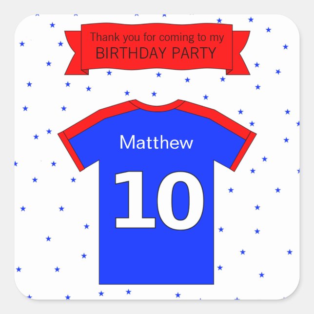 Custom name and text 10th birthday square sticker (Front)