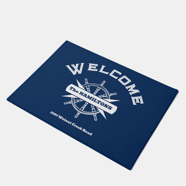 Custom Name and Text Nautical Doormat (Angled)