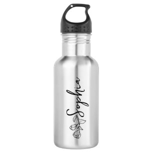 Custom name and Text on Black Stainless Steel Water Bottle