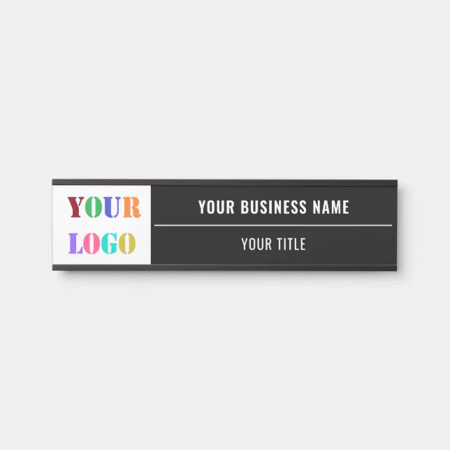 Custom Name and Title Door Sign Template with Logo | Zazzle
