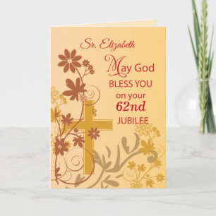 Custom Name and Year, 62nd Jubilee Anniversary Nun Card