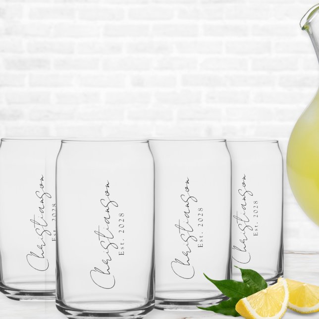 Custom Name and Year Can Glass (Custom Can Glasses available individually or as a set of two or four glasses.)