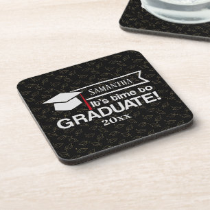 Custom Name and Year Graduation Gift Beverage Coaster
