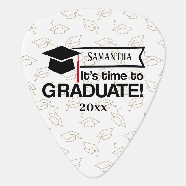 Custom Name and Year Graduation Gift Guitar Pick (Front)