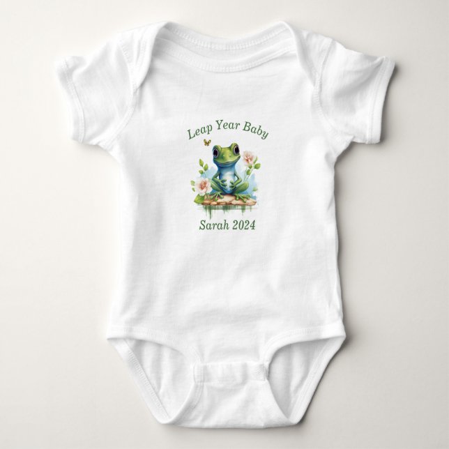 Custom Name and Year Leap Year Baby Bodysuit (Front)