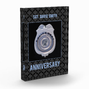 Custom Name, Anniversary with Police Department Acrylic Award