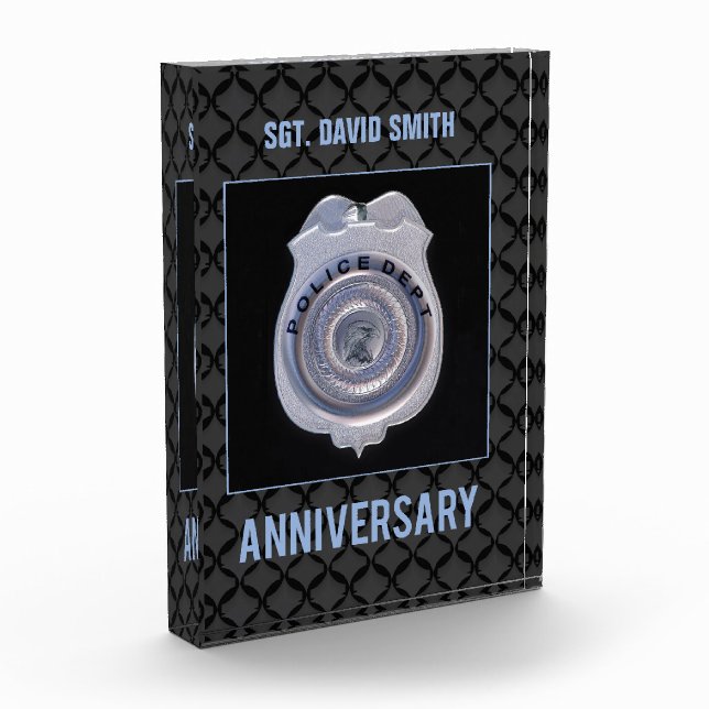 Custom Name, Anniversary with Police Department Acrylic Award (Left)