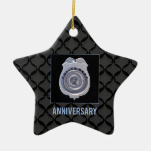 Custom Name, Anniversary with Police Department Ceramic Ornament