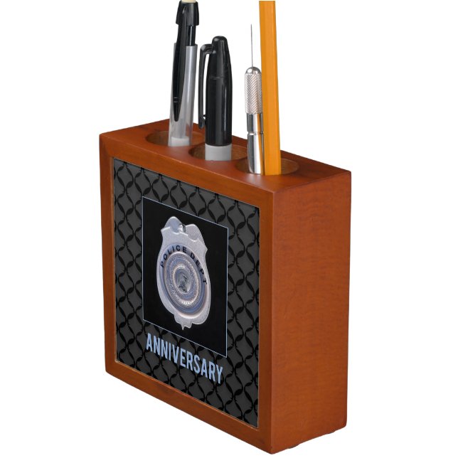 Custom Name, Anniversary with Police Department Desk Organizer (In Situ)