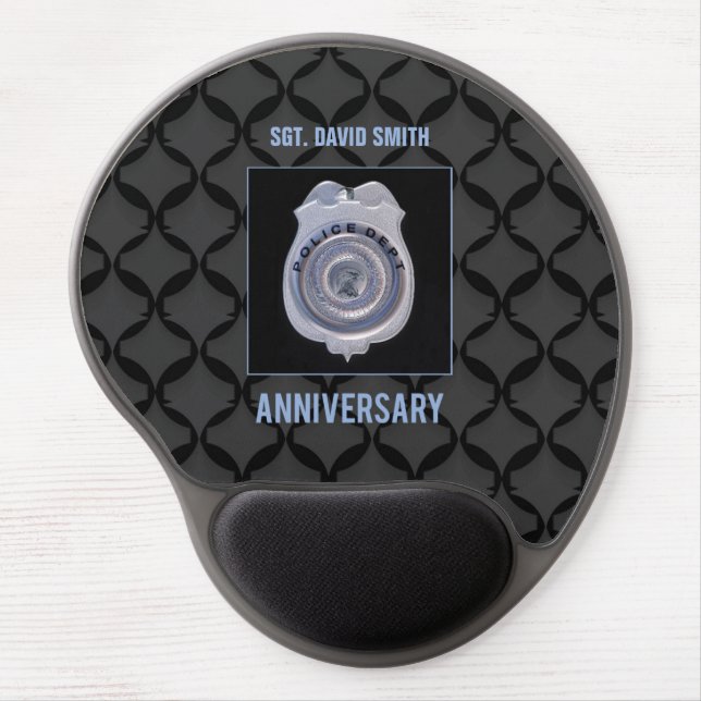 Custom Name, Anniversary with Police Department Gel Mouse Pad (Front)