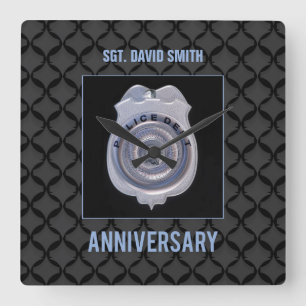 Custom Name, Anniversary with Police Department Square Wall Clock