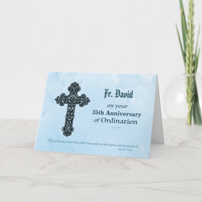 Custom Name & Anniversary Year Ordination Priest Card (Front)