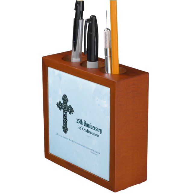 Custom Name & Anniversary Year Ordination, Priest Desk Organizer (In Situ)