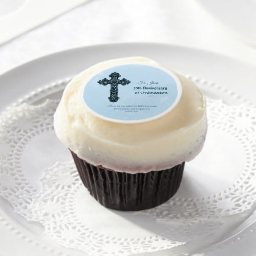 Custom Name  Anniversary Year Ordination Priest Edible Frosting Rounds