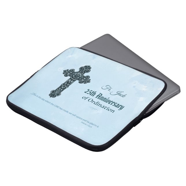 Custom Name & Anniversary Year Ordination, Priest Laptop Sleeve (Front Top)