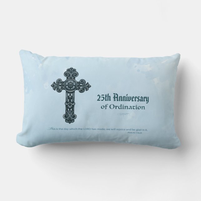 Custom Name & Anniversary Year Ordination, Priest Lumbar Pillow (Front)