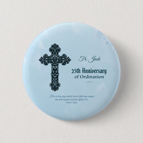 Custom Name  Anniversary Year Ordination Priest Pinback Button