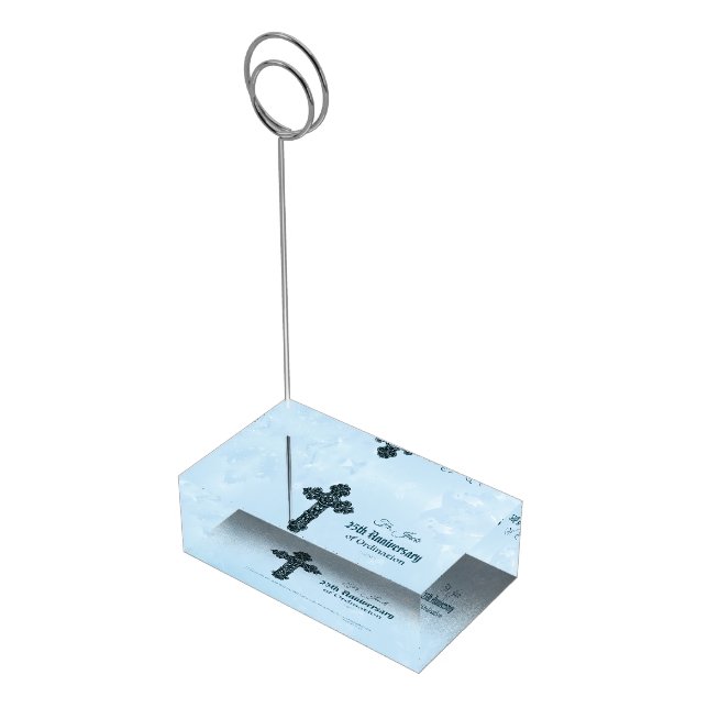 Custom Name & Anniversary Year Ordination, Priest Table Card Holder (Corner)