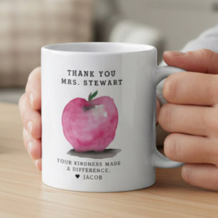 Custom Name Apple Personalized Teacher Thank You  Coffee Mug